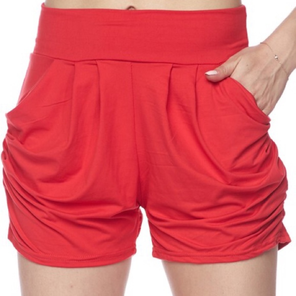 Black Only! High Waisted Wide Band Harem Shorts - Picture 3 of 16